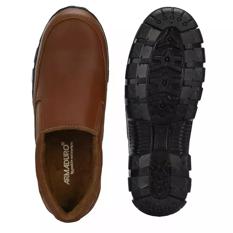 Armaduro AirMix Steel Toe Safety Shoes Low Ankle Rubber Sole Brown Upper Leather Size UK 6, ADR_1029