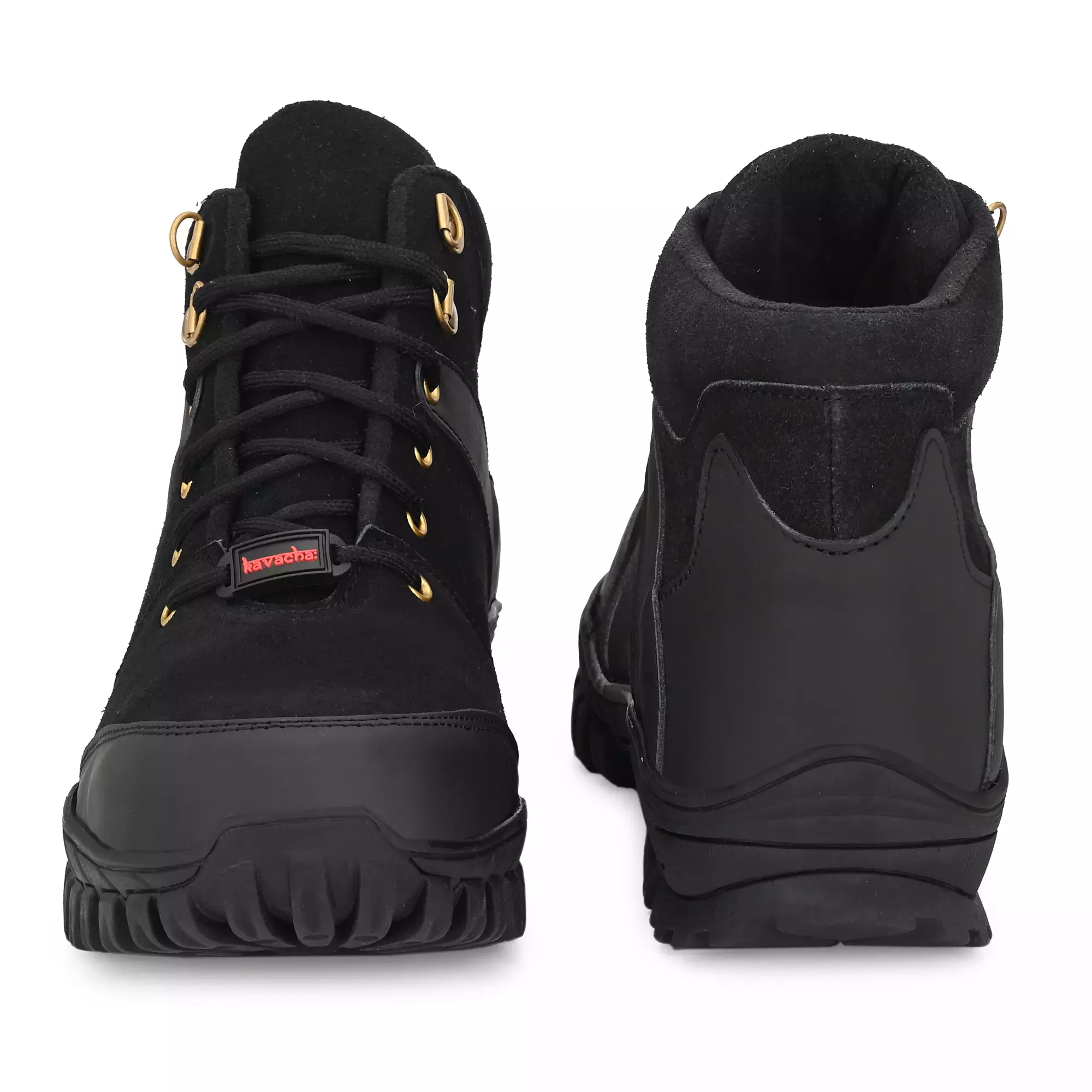 Kavacha Steel Toe Safety Shoes Leather High Ankle Rubber Sole Size UK 7 Black, S82