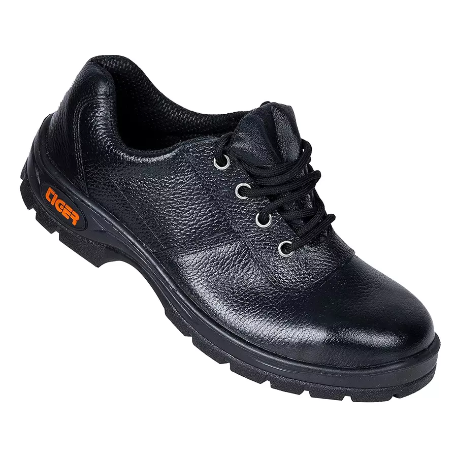 Mallcom Steel Toe Industrial Safety Shoe Low Ankle PU Sole Barton Grain Leather Black, Lorex (Size UK 6 -  UK 11)
