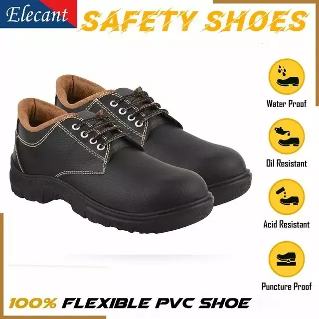 Elecant Steel Toe Lace-Up Safety Shoes High Ankle Size UK 9 Black, Fighter-2 Black-9