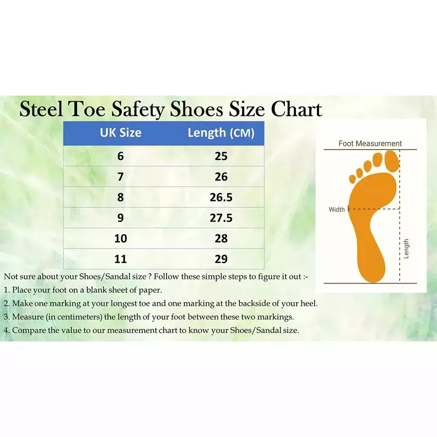 Elecant Steel Toe Lace-Up Safety Shoes Mid Ankle Size UK 10 Black, C2-Black-10