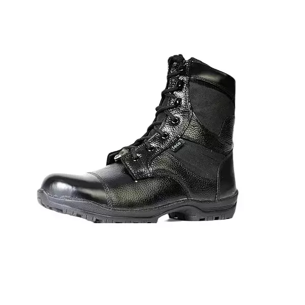 Kalibar High Ankle Steel Toe Genuine Leather PU Sole Black Durable Military-Grade Boot