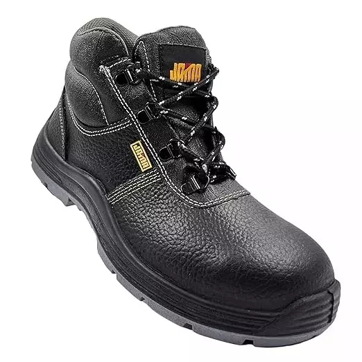 JAMA Steel Toe Safety Shoes High Ankle PU Sole Black Leather Size UK 7, JB120
