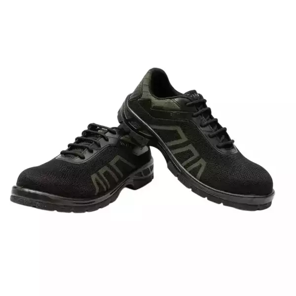 Hillson Hard Toe Safety Shoes PU Sole Low Ankle Green Breathable Flyknit Fabric Size UK 8, WF02 GREEN