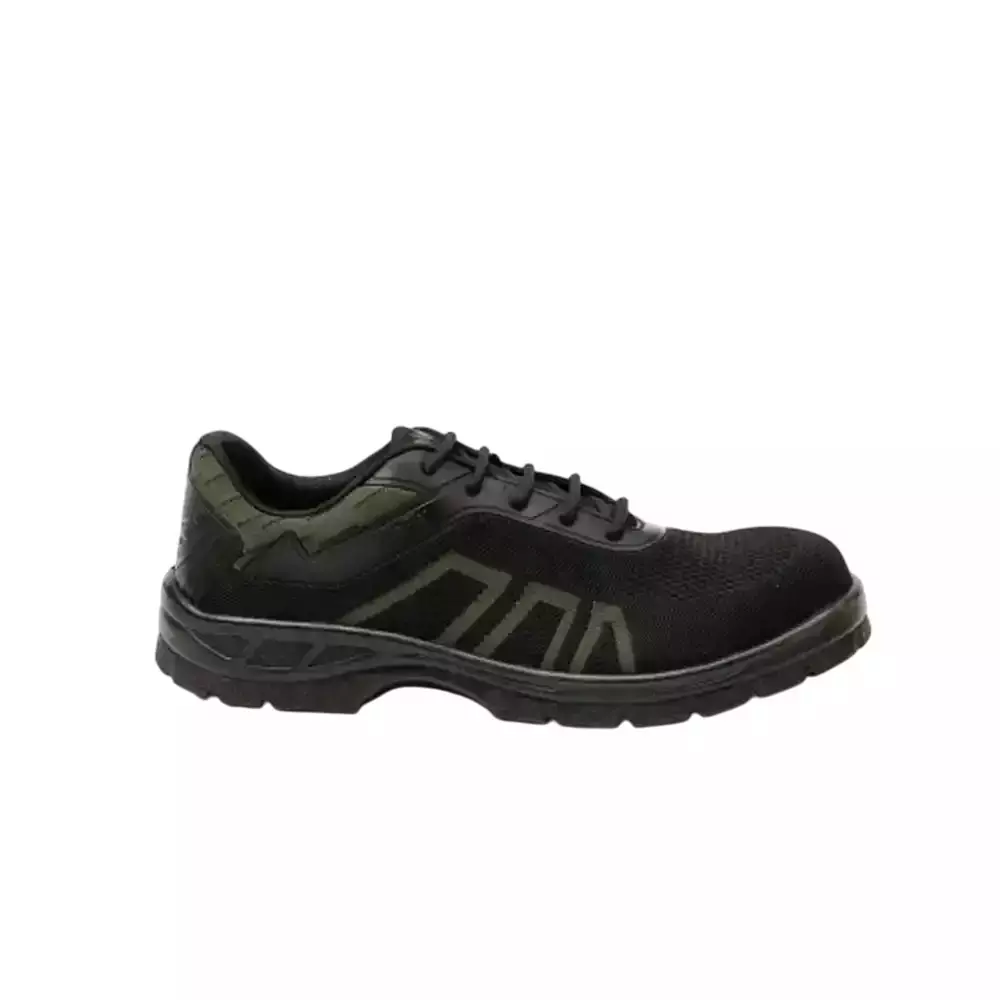 Hillson Hard Toe Safety Shoes PU Sole Low Ankle Green Breathable Flyknit Fabric Size UK 8, WF02 GREEN