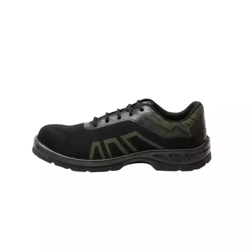 Hillson Hard Toe Safety Shoes PU Sole Low Ankle Green Breathable Flyknit Fabric Size UK 8, WF02 GREEN