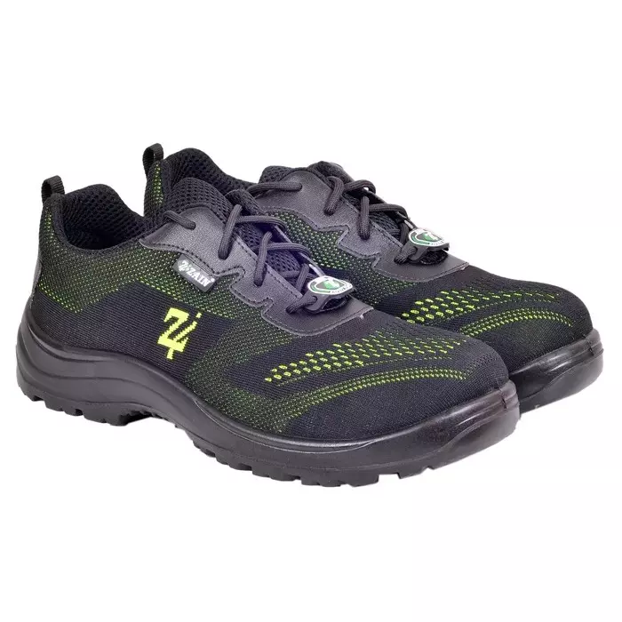 Zain Safety X-Weave Composite Toe Safety Shoes PU Single Density Low Ankle Black & Green Dry Fit Knit Breathable Size UK7, PHANTOM