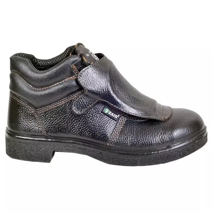 Zain Safety HRO Steel Toe Safety Shoes NBR High Ankle Black Buff Barton Genuine Leather Size UK12, SAFEX WELDER (HEAT)