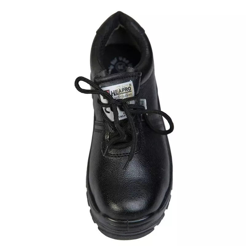 HEAPRO Steel Toe Safety Shoes PU Low Ankle Black Full Grain Fine Leather Size UK8, HI-501 (Pack of 20 Pair)