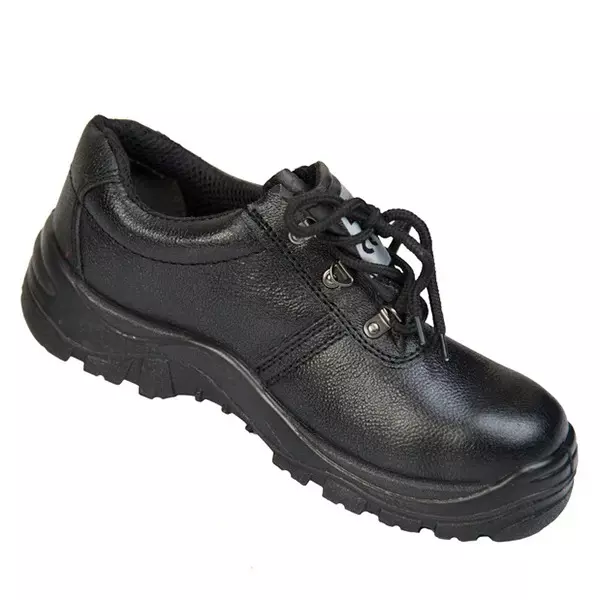 HEAPRO Steel Toe Safety Shoes PU Low Ankle Black Full Grain Fine Leather Size UK8, HI-501 (Pack of 20 Pair)
