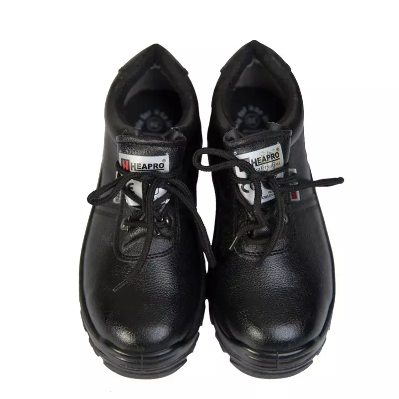 HEAPRO Steel Toe Safety Shoes PU Low Ankle Black Full Grain Fine Leather Size UK8, HI-501 (Pack of 20 Pair)