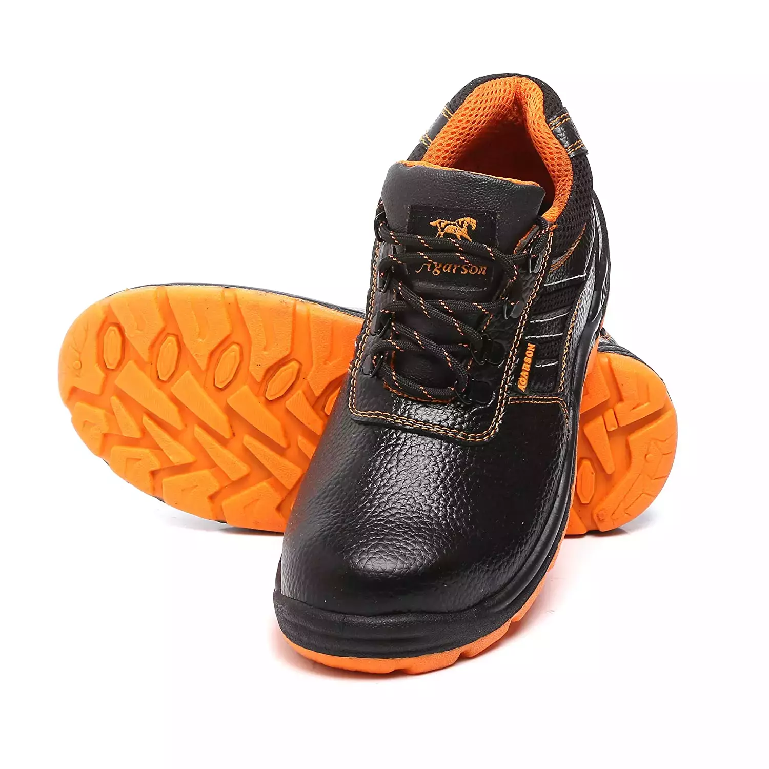 Agarson Steel Toe Safety Shoes High Ankle PVC Sole Dual Density Orange Full Grain Leather Size UK 10, PASSION Orange-10