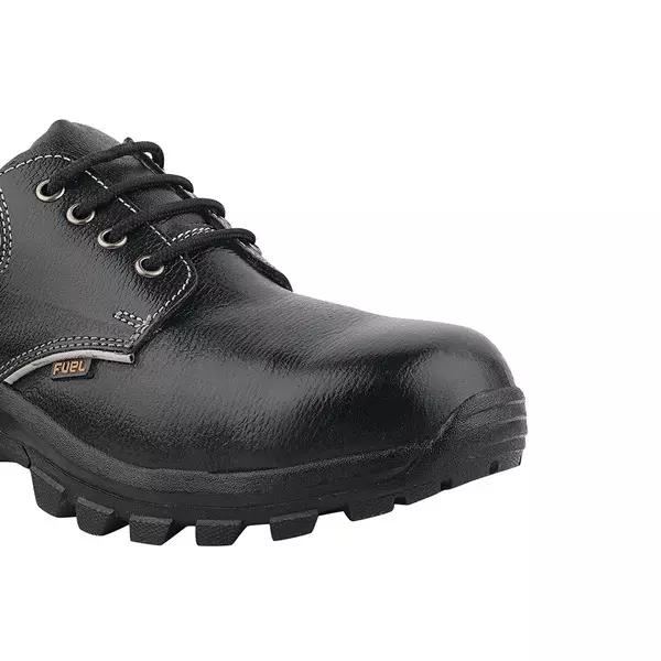 Fuel Metallic Toe Safety Shoes Rubberized Single Density Low Ankle BlackLeather Tango Print for Mens Size UK9, Leon R