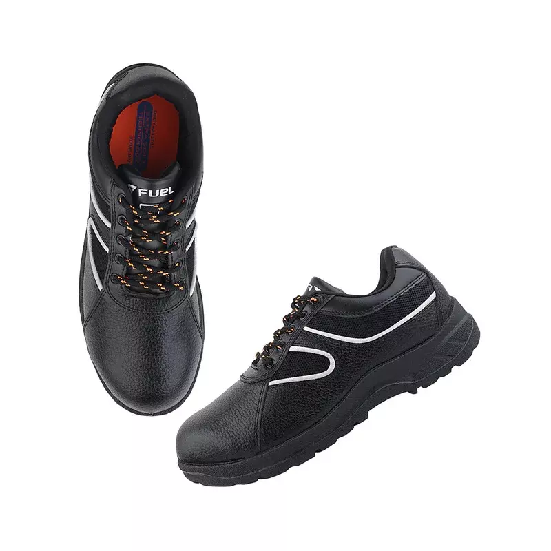 Fuel Metallic Toe Safety Shoes PVC Single Density Low Ankle BlackSynthetic Leather for Mens Size UK9, Shank