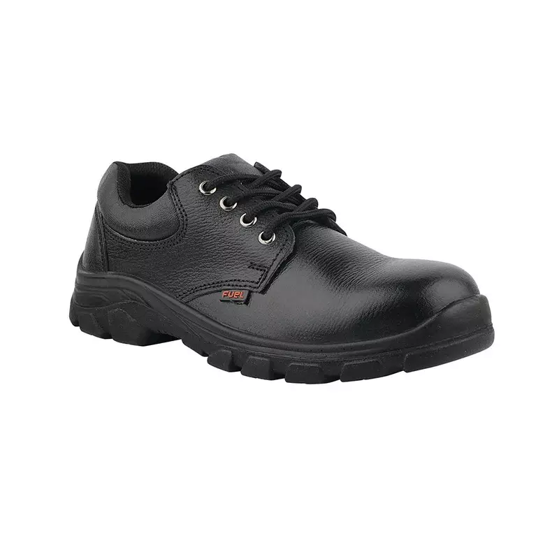 Fuel Metallic Toe Safety Shoes PU Single Density Low Ankle BlackGrain Leather Tango Print for Mens Size UK7, Spear SD