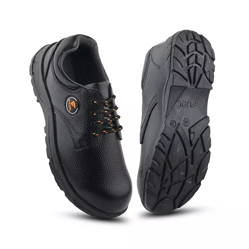 Fuel Steel Toe Safety Shoes PVC Single Density Low Ankle Black Synthetic Leather for Mens Size UK12, ARSENAL-LC BLK
