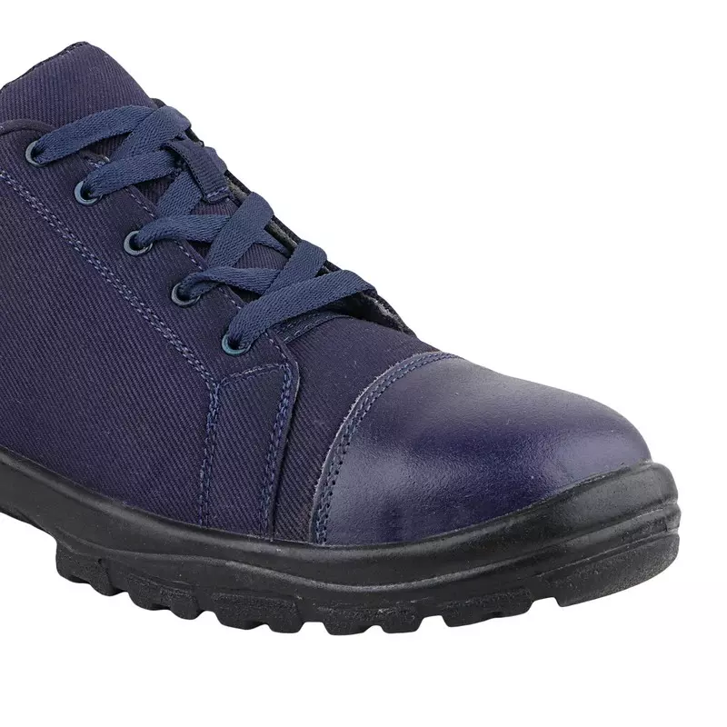 Fuel Steel Toe Safety Shoes PU Single Density Low Ankle Blue Canvas for Mens Size UK6, CANVEE BLUE