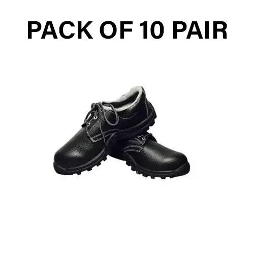 Safe Dot Steel Toe Safety Shoe Low Ankle PVC Sole Black for Industrial Use UK6 , SS-05 (Pack of 10 Pair)