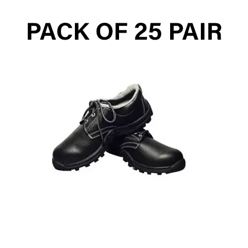 Safe Dot Steel Toe Safety Shoe Low Ankle PVC Sole Black for Industrial Use UK6 , SS-05 (Pack of 25 Pair)