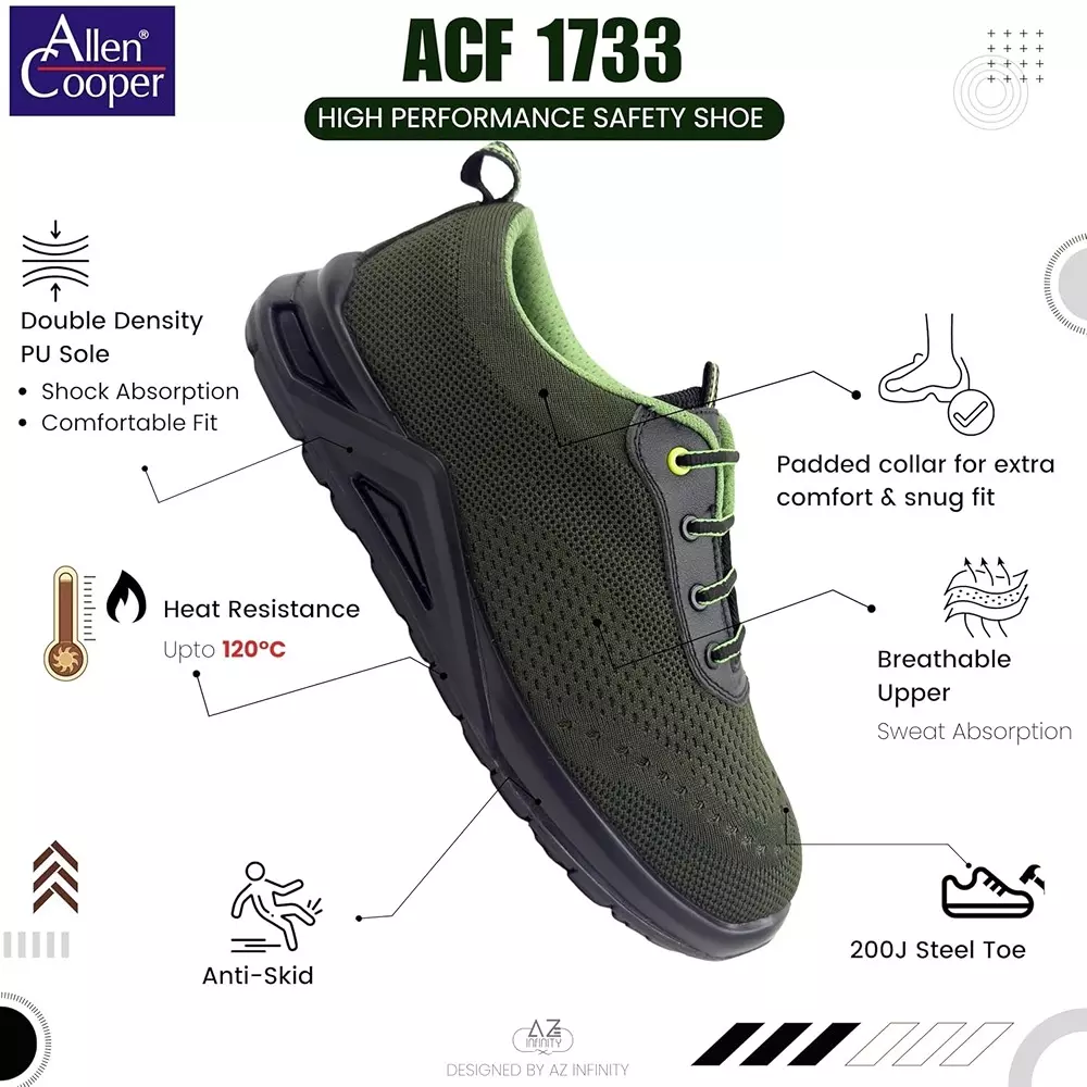 allen-cooper-steel-toe-safety-shoe-low-ankle-pu-sole-uk-12-size-olive-green-for-industrial-use-acf-1733