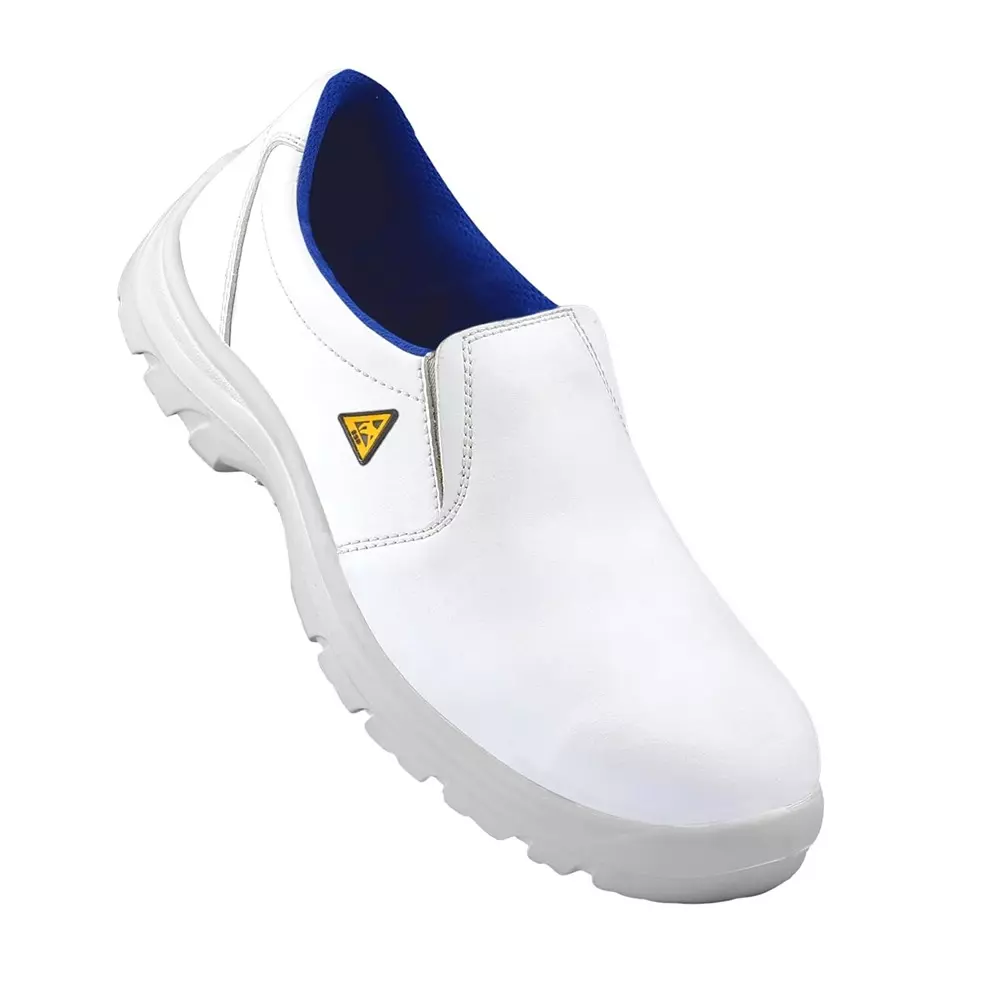Euro Security AQUA Slip-On 200 J Steel Toe Safety Shoe Low Ankle PU Sole UK 7 Size Micro Fiber White for Hospital, Pharma & Food Industry Use