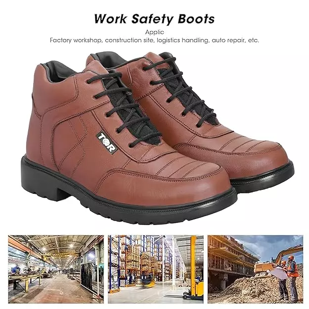 TOR Safety Boot Shoes High Ankle Phylon Sole Brown Size UK 6, 1090