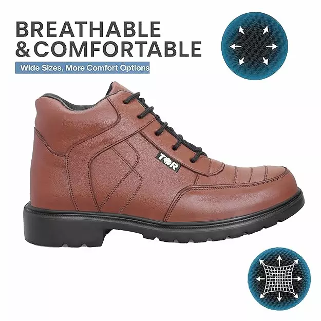 TOR Safety Boot Shoes High Ankle Phylon Sole Brown Size UK 6, 1090