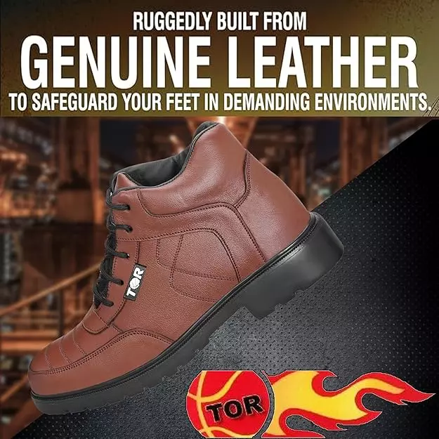 TOR Safety Boot Shoes High Ankle Phylon Sole Brown Size UK 7, 1090