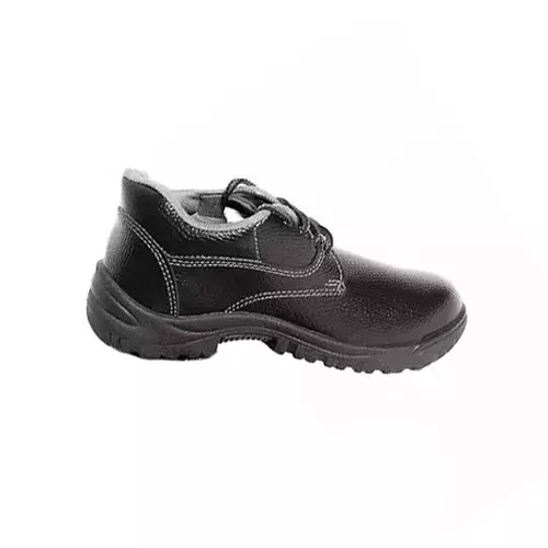 Safe Work Safety Shoes Steel Toe with 200 J Low Ankle PU Sole Grain Leather Black UK 7 Size for Industrial Use