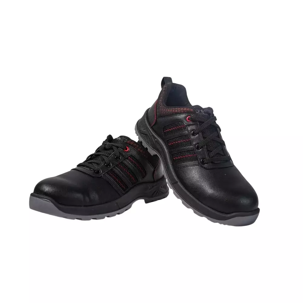 Hillson Re-Enforced Toe Safety Shoes TFP Sole Low Ankle Dual Density Black Micro Synthetic Leather, Size UK 10, WF05