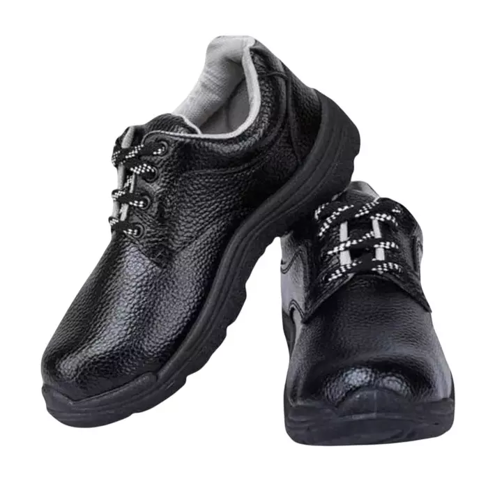GENERIC Steel Toe Safety Shoes Rubber Sole Low Anke Black Leather Size UK 6, RY-U2E7-CKL1