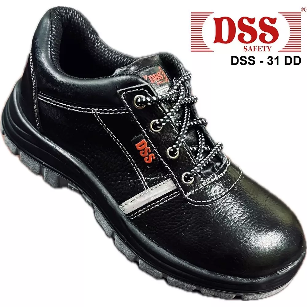 dss-steel-toe-safety-shoes-double-density-pu-sole-low-ankle-black-buff-premium-grain-leather-size-uk-11-dss-31-dd-25-pair