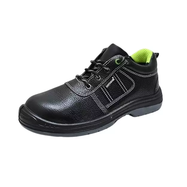 Contablue Steel Toe Safety Shoes PU Sole Low Ankle Black Leather Size UK 6, GG-201