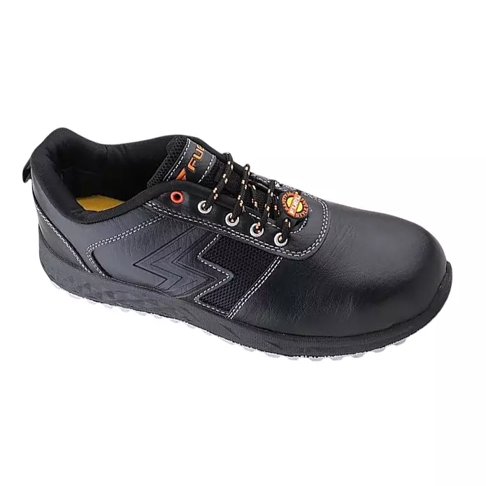 Fuel Steel Toe Safety Shoes PVC Sole Low Ankle Black Leather Size UK 7 for Male, GRAVIX