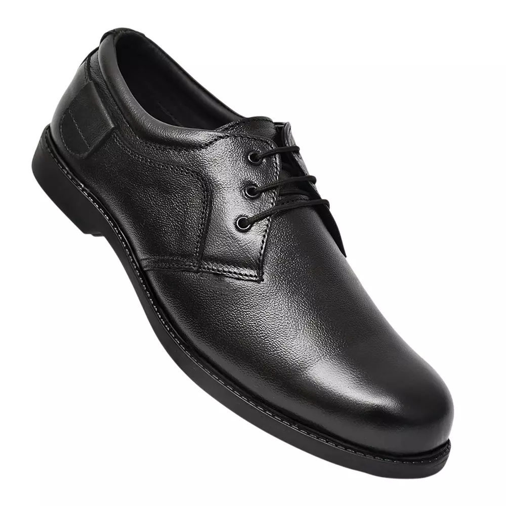 U Soto Steel Toe Safety Shoes PVC Sole Low Ankle Black Real Leather Size UK 8, 024