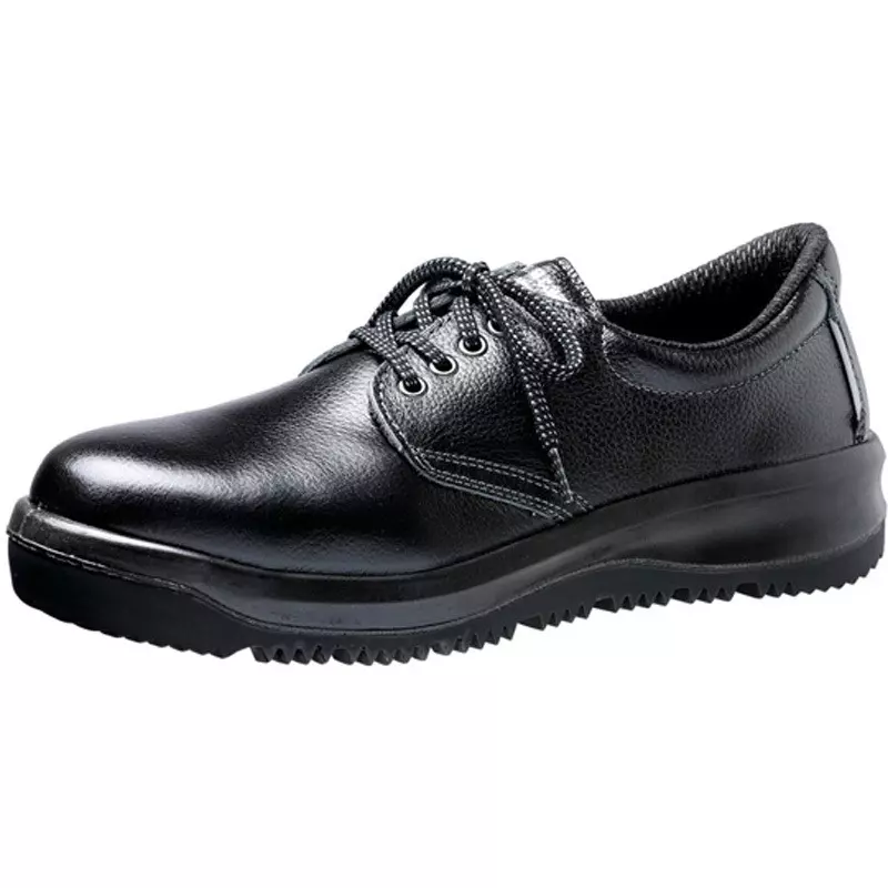 MIDORI Safety Shoes Black UK 7.5 Size Cow Chrome Leather (Soft Embossing) EEE Low Cut, ARD210N-BK-26.5