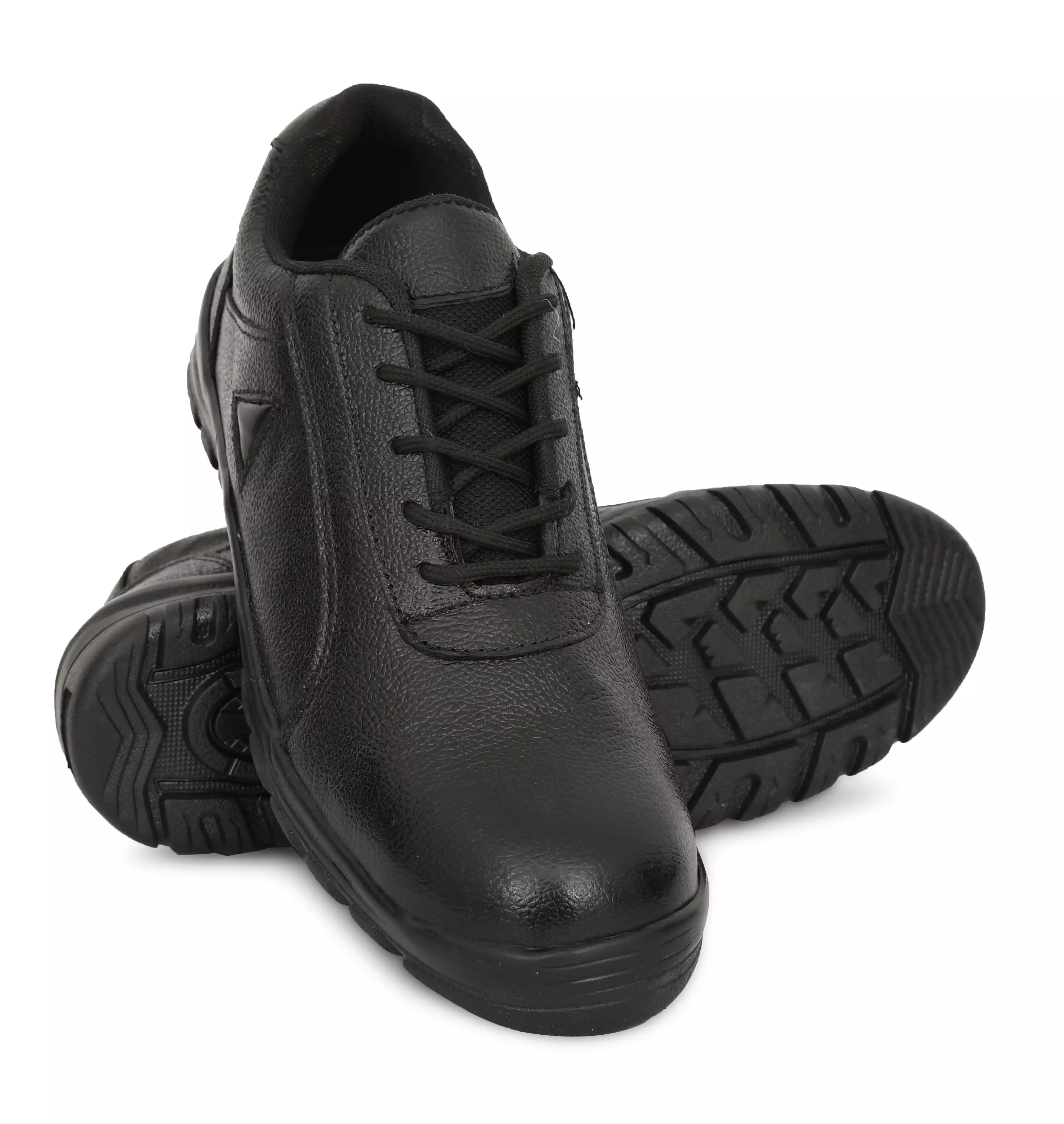 torzu-low-ankle-safety-shoes-steel-toe-leather-black-rubber-sole-uk-7-size-for-industrial-office-use-tzu-isi-che-blk-101