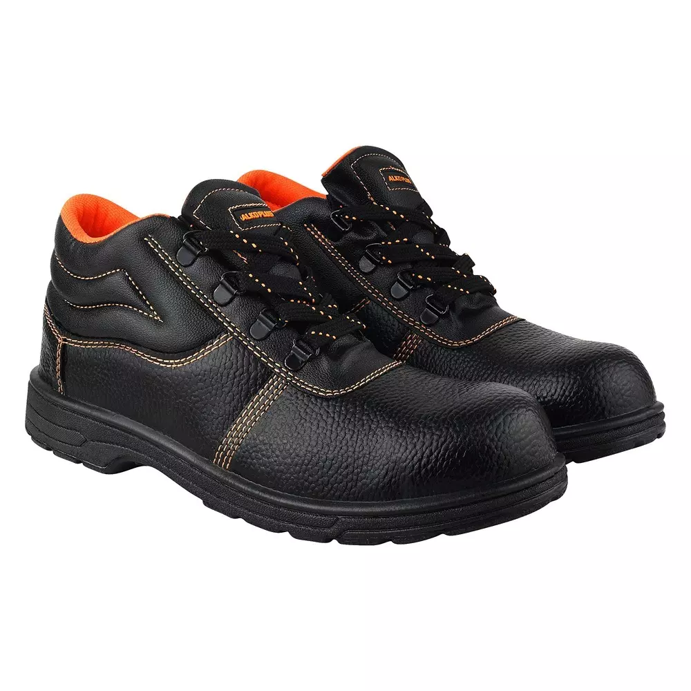 Alko Plus General Safety Shoes Steel Toe High Ankle Synthetic Leather Upper Material PVC Sole Size UK 7 Black, APS T7
