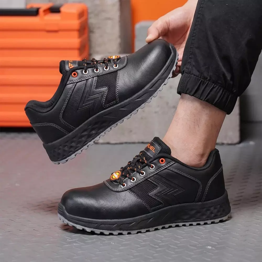fuel-low-ankle-safety-shoes-steel-toe-100j-pvc-double-density-sole-black-uk-11-for-industrial-factory-warehouse-use-gravix