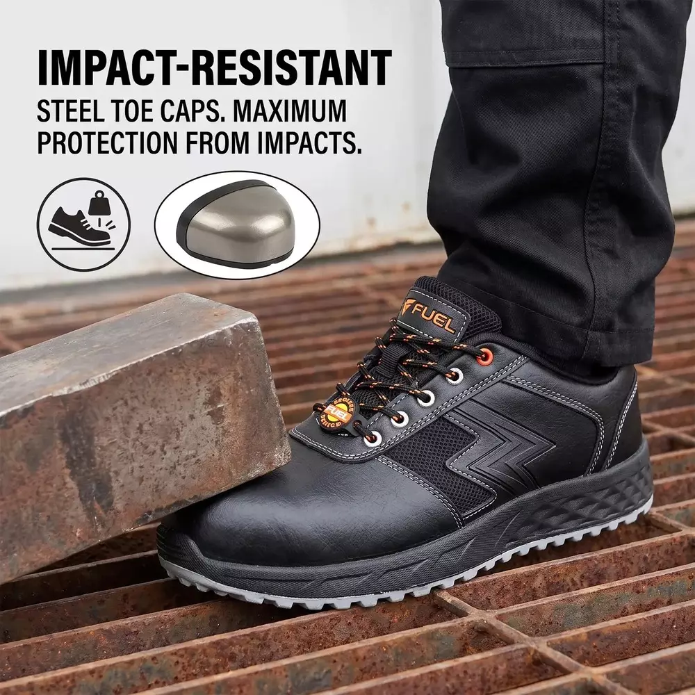 fuel-low-ankle-safety-shoes-steel-toe-100j-pvc-double-density-sole-black-uk-11-for-industrial-factory-warehouse-use-gravix