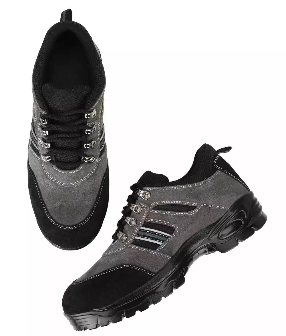Graphene Steel Toe Safety Shoes Low Ankle PU Sole Grey Suede Leather Size UK 7, R 502