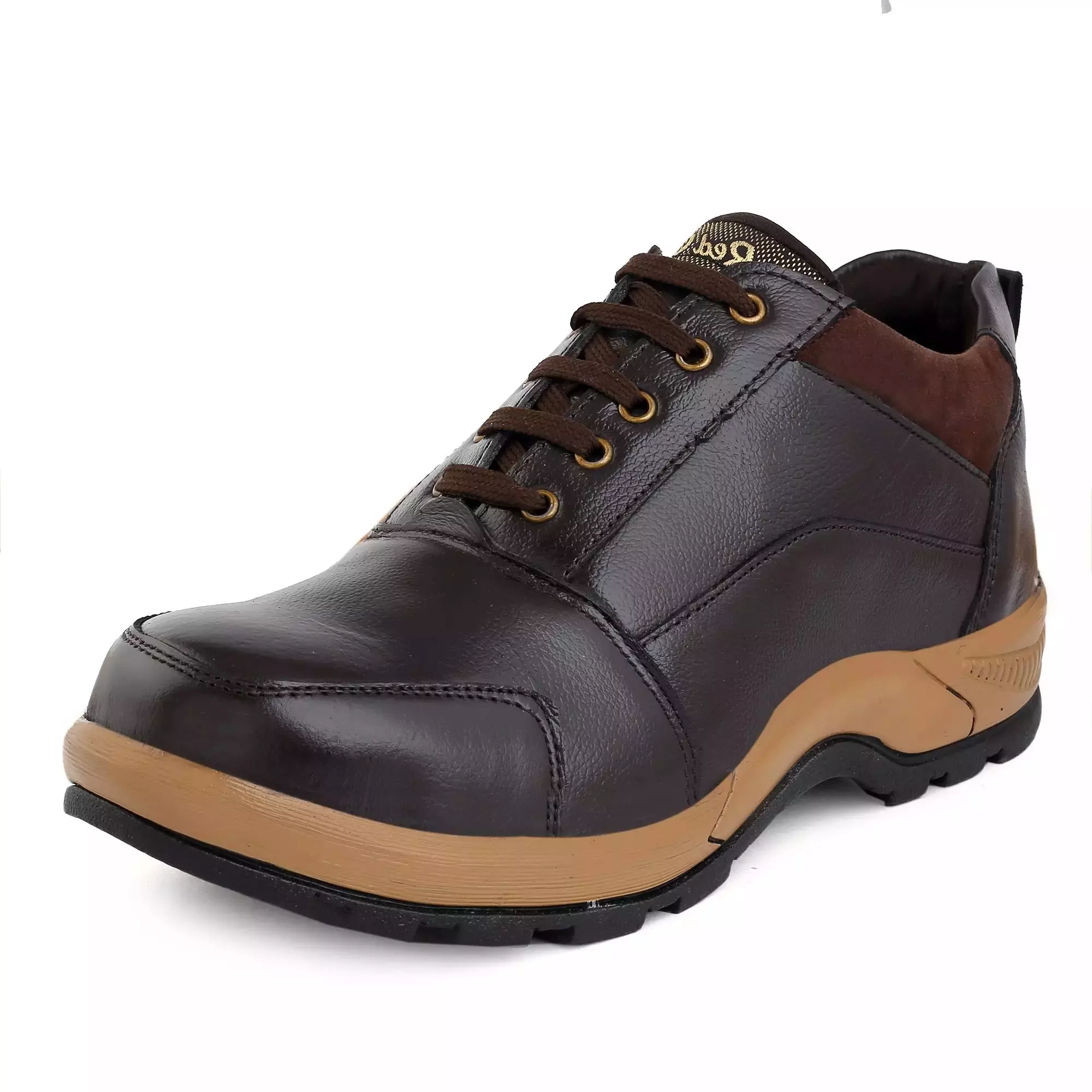 Red Can Steel Toe Safety Shoe Low Ankle Genuine Leather Size UK 7 Brown, SGE1174BR