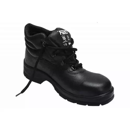 Tiger Steel Toe Safety Shoes High Ankle PU Black Size UK 8, Leopard S1 BG