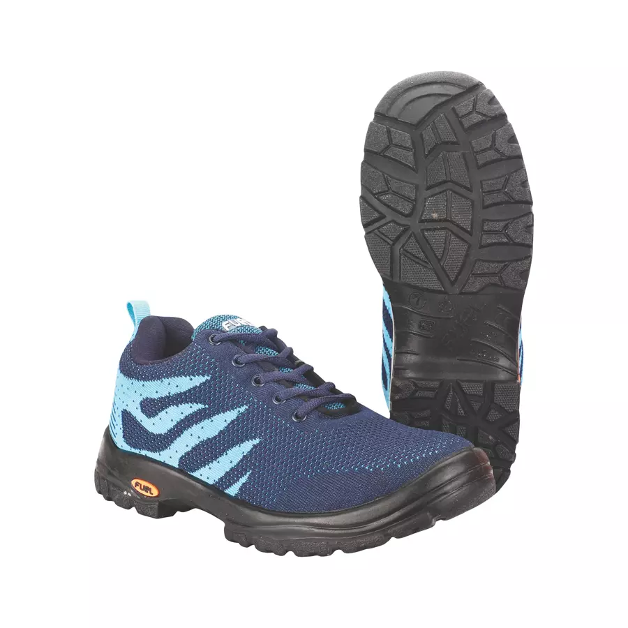 Fuel Falcon Sports Excellent Grip, Comfort & Slip Resistance Safety Shoes for Men with Steel Toe Single Density & PU Sole (Blue-Size-8)