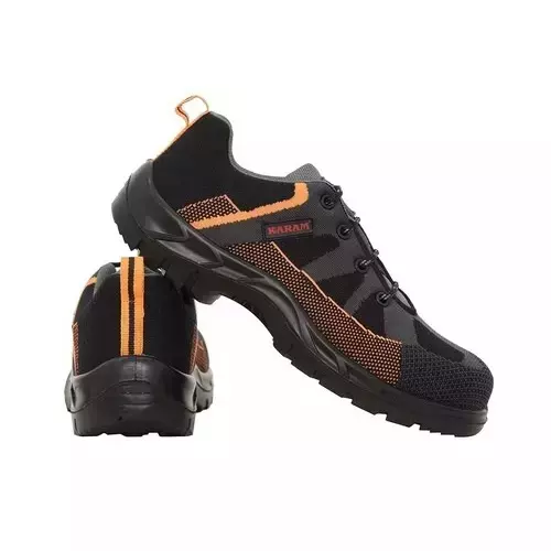 Karam Flyknit Composite Toe Safety Shoes Low Ankle Black and Orange Size UK 4, FS210FN(FWSAMN)