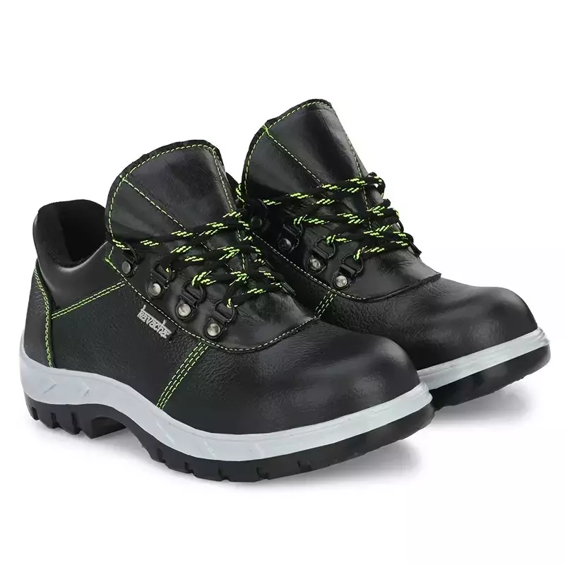 Kavacha Steel Toe Safety Shoes Leather Low Ankle Air Mix Rubber Sole Size UK 7 Black, KV-S130-07