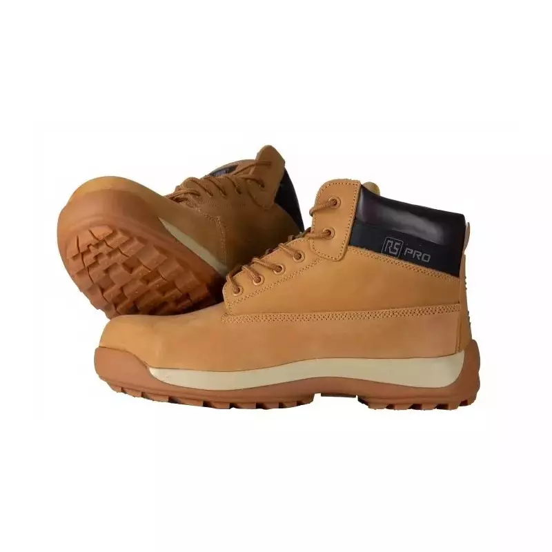 RS PRO Leather Safety Boots Lace Up Nitrile Rubber Sole for Men, 2412694 (43 EU Shoe Size)