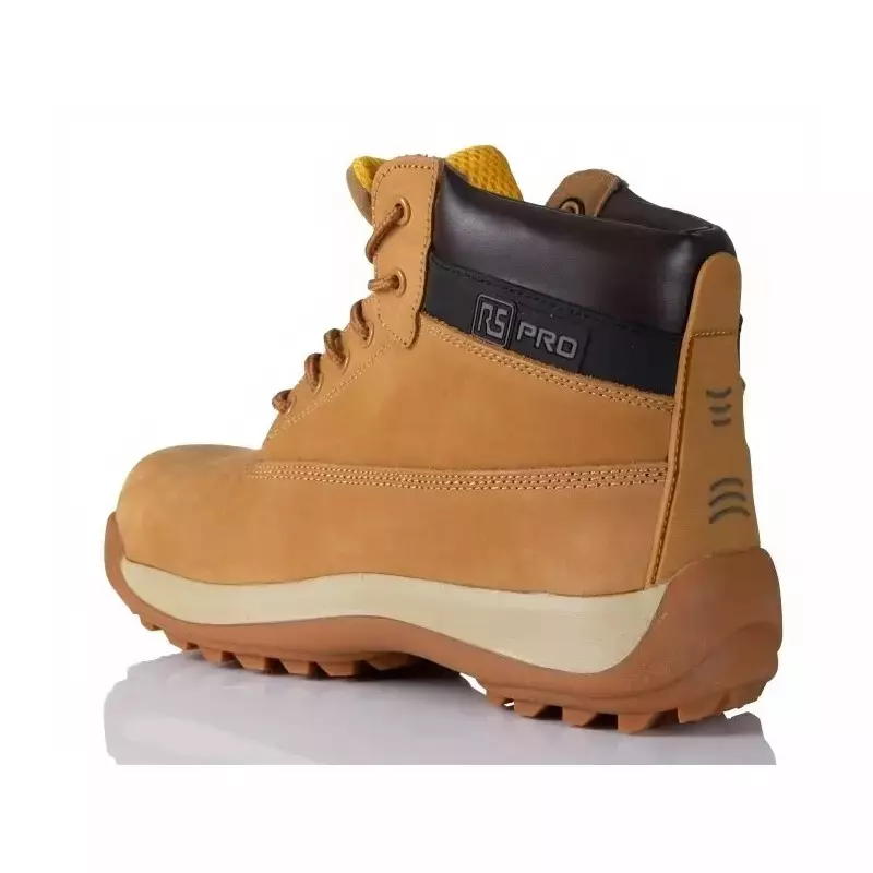 RS PRO Leather Safety Boots Lace Up Nitrile Rubber Sole for Men, 2412694 (43 EU Shoe Size)