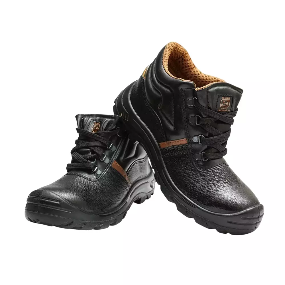 Hillson Steel Toe Safety Shoes High Ankle PU Sole High Ankle Size UK 5 Black, APACHE