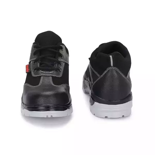 Kavacha Steel Toe Safety Shoes Leather Low Ankle Airmix PVC Sole Size UK 9 Black, Kv-s135-09